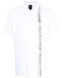 Мужская бело-черная футболка-поло с принтом от Armani Exchange