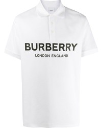 Мужская бело-черная футболка-поло с принтом от Burberry
