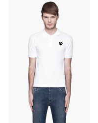 Мужская бело-черная футболка-поло с принтом от Comme des Garcons