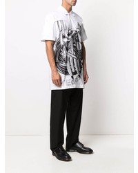 Мужская бело-черная футболка-поло с принтом от Comme Des Garcons Homme Plus