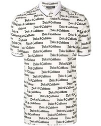 Мужская бело-черная футболка-поло с принтом от Dolce & Gabbana
