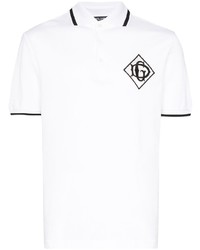 Мужская бело-черная футболка-поло с принтом от Dolce & Gabbana