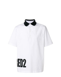 Мужская бело-черная футболка-поло с принтом от DSQUARED2