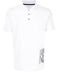 Мужская бело-черная футболка-поло с принтом от Ea7 Emporio Armani