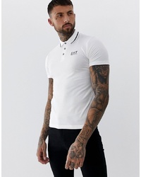 Мужская бело-черная футболка-поло с принтом от EA7