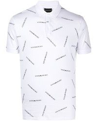 Мужская бело-черная футболка-поло с принтом от Emporio Armani