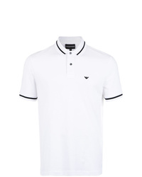Мужская бело-черная футболка-поло с принтом от Emporio Armani