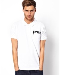 Мужская бело-черная футболка-поло с принтом от French Connection