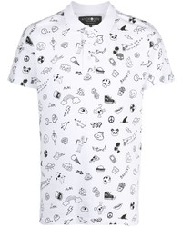 Мужская бело-черная футболка-поло с принтом от Hydrogen