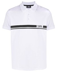 Мужская бело-черная футболка-поло с принтом от Karl Lagerfeld