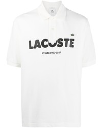 Мужская бело-черная футболка-поло с принтом от lacoste live