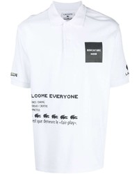 Мужская бело-черная футболка-поло с принтом от Lacoste