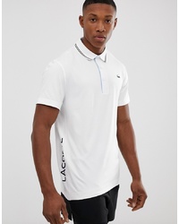Мужская бело-черная футболка-поло с принтом от Lacoste Sport