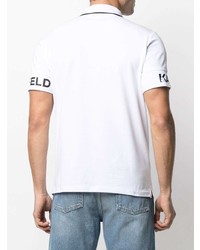 Мужская бело-черная футболка-поло с принтом от Karl Lagerfeld
