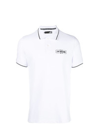 Мужская бело-черная футболка-поло с принтом от Love Moschino