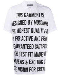 Мужская бело-черная футболка-поло с принтом от Moschino