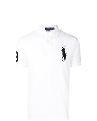 Мужская бело-черная футболка-поло с принтом от Polo Ralph Lauren