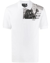 Мужская бело-черная футболка-поло с принтом от Raf Simons X Fred Perry