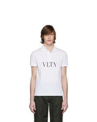 Мужская бело-черная футболка-поло с принтом от Valentino