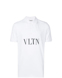 Мужская бело-черная футболка-поло с принтом от Valentino