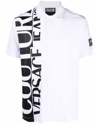 Мужская бело-черная футболка-поло с принтом от VERSACE JEANS COUTURE