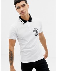 Мужская бело-черная футболка-поло с принтом от Versace Jeans