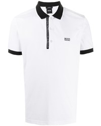 Мужская бело-черная футболка-поло от BOSS HUGO BOSS