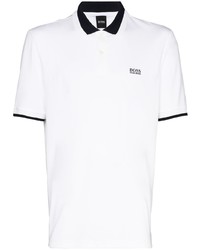 Мужская бело-черная футболка-поло от BOSS