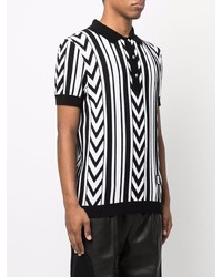 Мужская бело-черная футболка-поло от Balmain