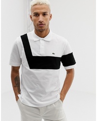 Мужская бело-черная футболка-поло от Lacoste