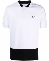 Мужская бело-черная футболка-поло от Sun 68