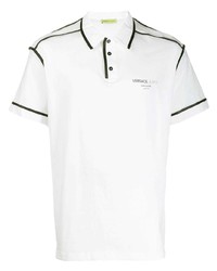 Мужская бело-черная футболка-поло от VERSACE JEANS COUTURE