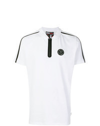 Бело-черная футболка с v-образным вырезом с принтом