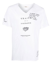 Мужская бело-черная футболка с v-образным вырезом с принтом от Zadig & Voltaire
