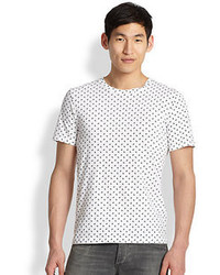 Бело-черная футболка с геометрическим рисунком