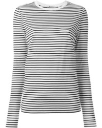 Женская бело-черная футболка с длинным рукавом в горизонтальную полоску от Alexander Wang