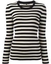 Женская бело-черная футболка с длинным рукавом в горизонтальную полоску от Gucci