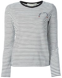 Женская бело-черная футболка с длинным рукавом в горизонтальную полоску от Marc Jacobs
