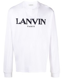 Мужская бело-черная футболка с длинным рукавом с вышивкой от Lanvin