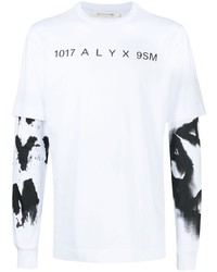 Мужская бело-черная футболка с длинным рукавом с принтом от 1017 Alyx 9Sm