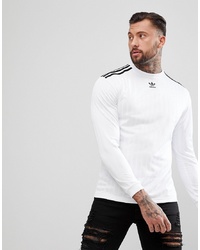Мужская бело-черная футболка с длинным рукавом с принтом от adidas Originals