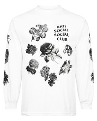 Мужская бело-черная футболка с длинным рукавом с принтом от Anti Social Social Club