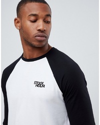 Мужская бело-черная футболка с длинным рукавом с принтом от ASOS DESIGN