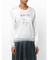 Женская бело-черная футболка с длинным рукавом с принтом от Aviu