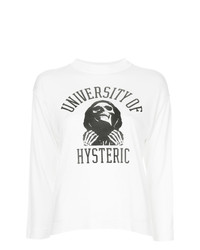 Женская бело-черная футболка с длинным рукавом с принтом от Hysteric Glamour