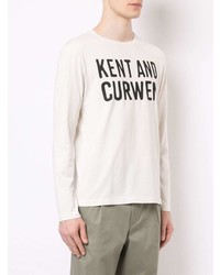 Мужская бело-черная футболка с длинным рукавом с принтом от Kent & Curwen