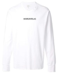 Мужская бело-черная футболка с длинным рукавом с принтом от Makavelic