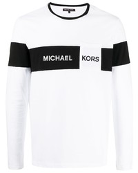 Мужская бело-черная футболка с длинным рукавом с принтом от Michael Kors