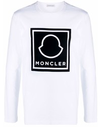 Мужская бело-черная футболка с длинным рукавом с принтом от Moncler