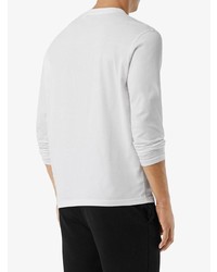 Мужская бело-черная футболка с длинным рукавом с принтом от Burberry